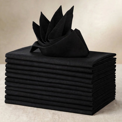 Lot de Serviettes de Table 40 x 40 cm en Polyester Couleur Unie – Décoration de Fête, Mariage et Noël