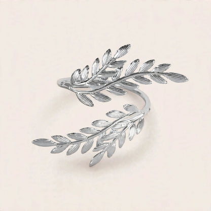 Lot de Ronds de Serviette Feuilles en Métal Doré ou Argenté – Décoration de Table Fêtes, Mariage et Noël