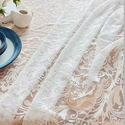 Nappe Jacquard Anti-taches et Imperméable Effet Dentelle Blanche