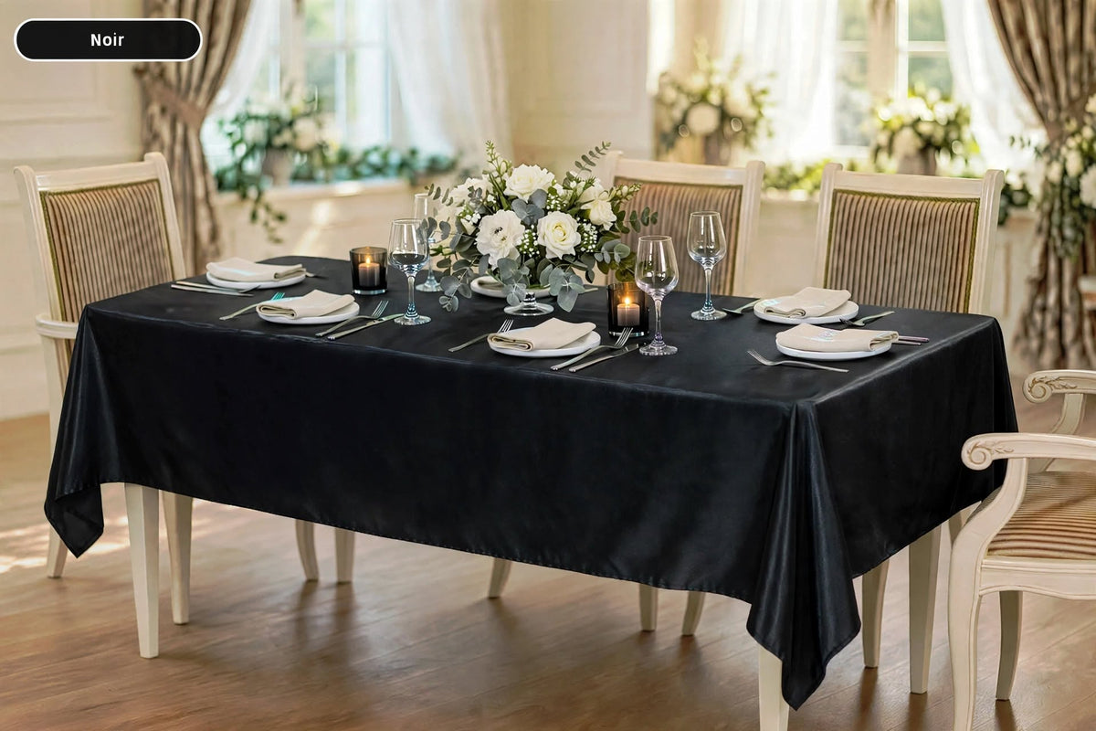 Nappe Rectangulaire en Satin effet Soyeux Mariage et Fêtes