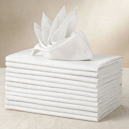 Lot de Serviettes de Table 40 x 40 cm en Polyester Couleur Unie – Décoration de Fête, Mariage et Noël