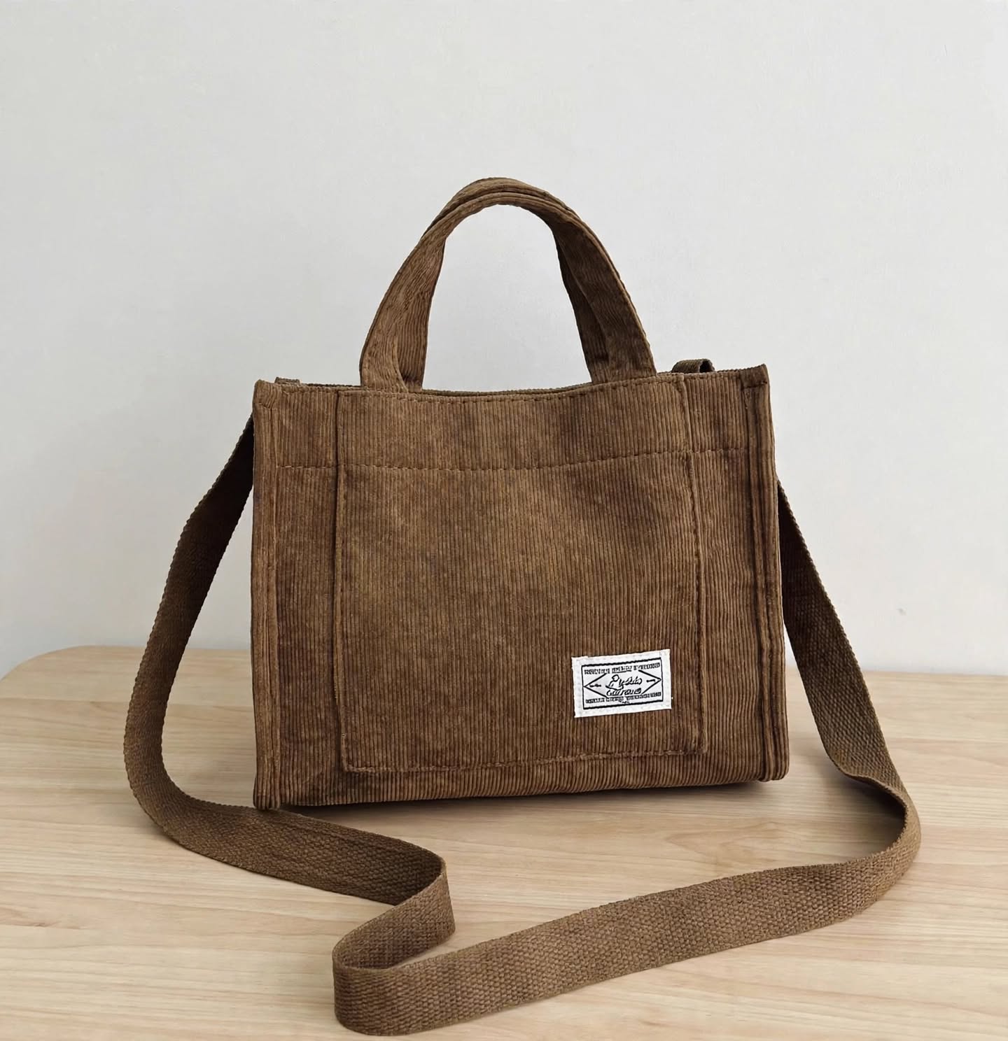Sac à Bandoulière Femme en Velours Côtelé – Fourre-Tout Décontracté