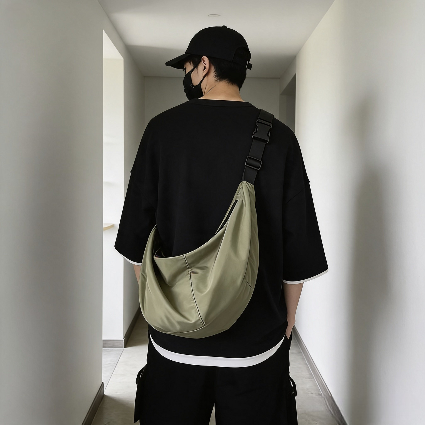 Sac à Bandoulière Homme Grande Capacité en Nylon Imperméable – Style Urbain Unisexe