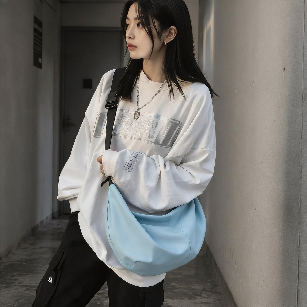 Sac à Bandoulière Homme Grande Capacité en Nylon Imperméable – Style Urbain Unisexe