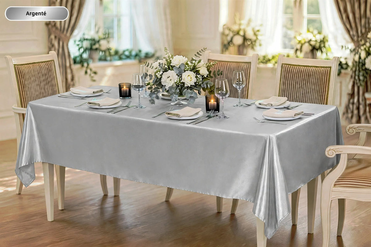 Nappe Rectangulaire en Satin effet Soyeux Mariage et Fêtes