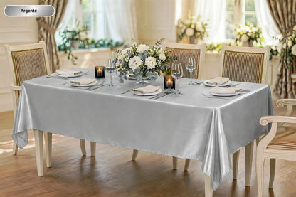 Nappe Rectangulaire en Satin effet Soyeux Mariage et Fêtes