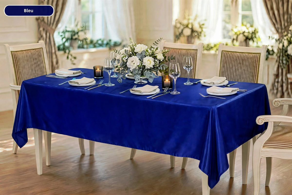Nappe Rectangulaire en Satin effet Soyeux Mariage et Fêtes
