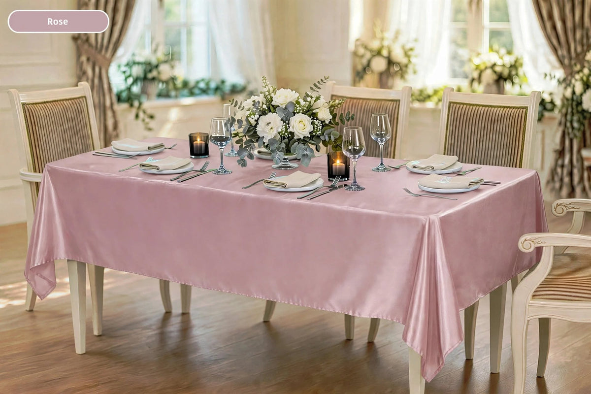 Nappe Rectangulaire en Satin effet Soyeux Mariage et Fêtes