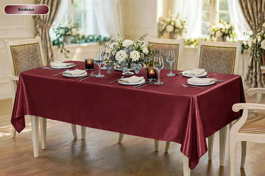Nappe Rectangulaire en Satin effet Soyeux Mariage et Fêtes
