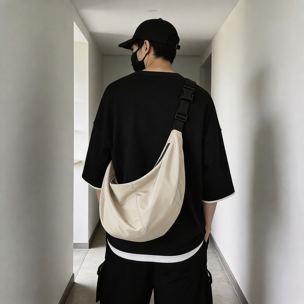 Sac à Bandoulière Homme Grande Capacité en Nylon Imperméable – Style Urbain Unisexe