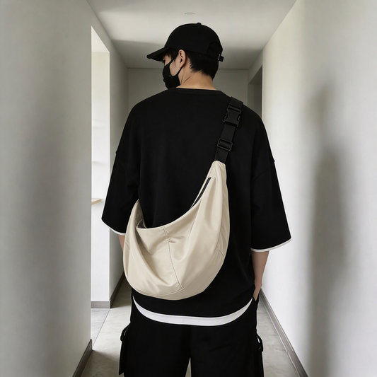 Sac à Bandoulière Homme Grande Capacité en Nylon Imperméable – Style Urbain Unisexe