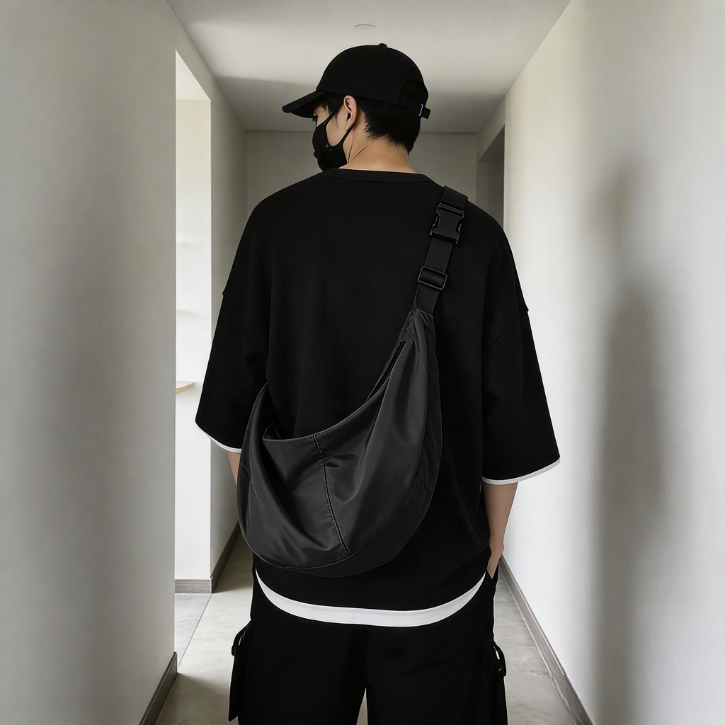 Sac à Bandoulière Homme Grande Capacité en Nylon Imperméable – Style Urbain Unisexe