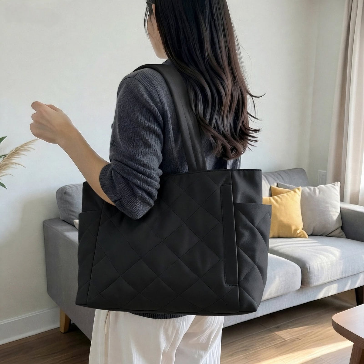 Sac à Bandoulière Femme Grande Capacité en Nylon – Sac de Travail Décontracté