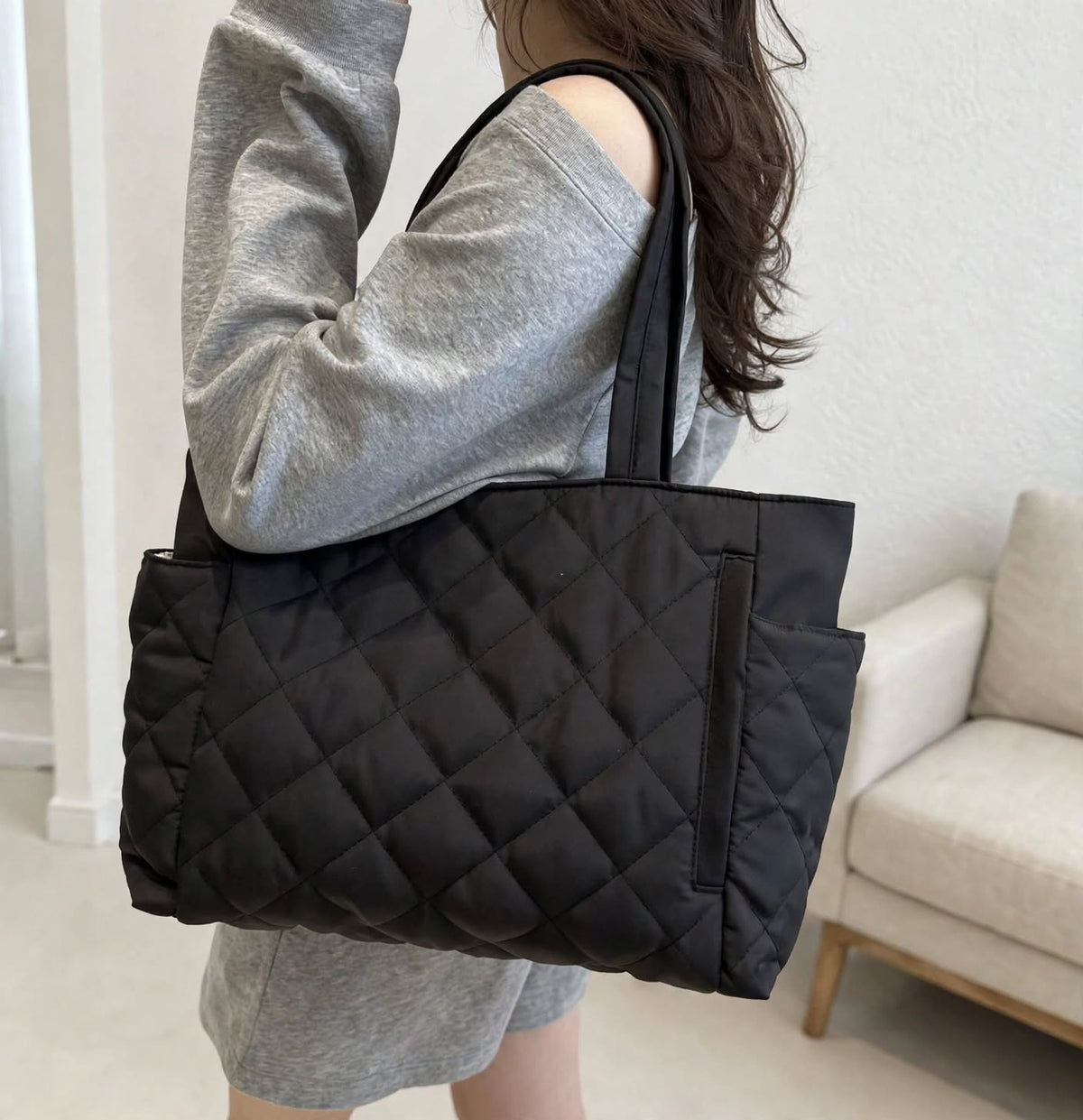 Sac à Bandoulière Femme Grande Capacité en Nylon – Sac de Travail Décontracté