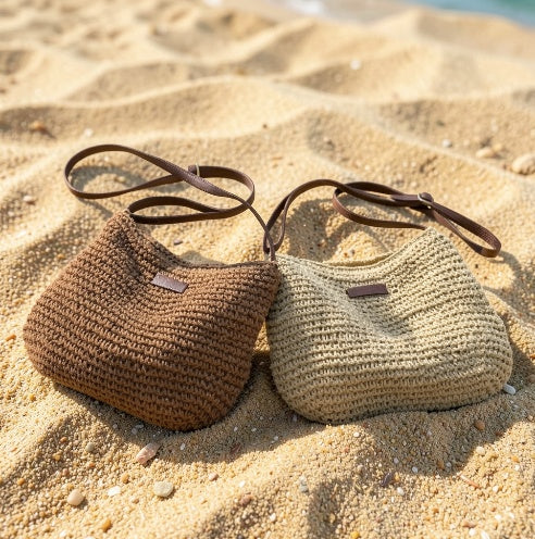 Sac à Bandoulière Femme en Paille Tressée – Style Bohème Chic d’Été