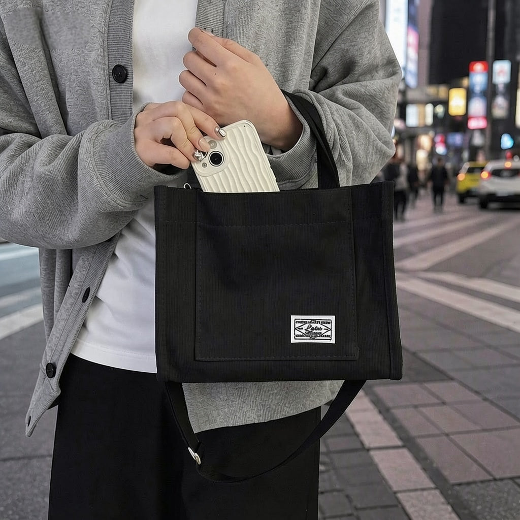 Sac à Bandoulière Femme en Velours Côtelé – Fourre-Tout Décontracté